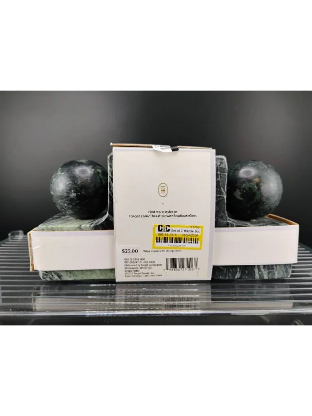 Threshold Studio McGee Marble Bookends 2-Piece Green Set